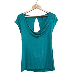 BCBGMAXAZRIA Emerald Green Draped Open Back Top S